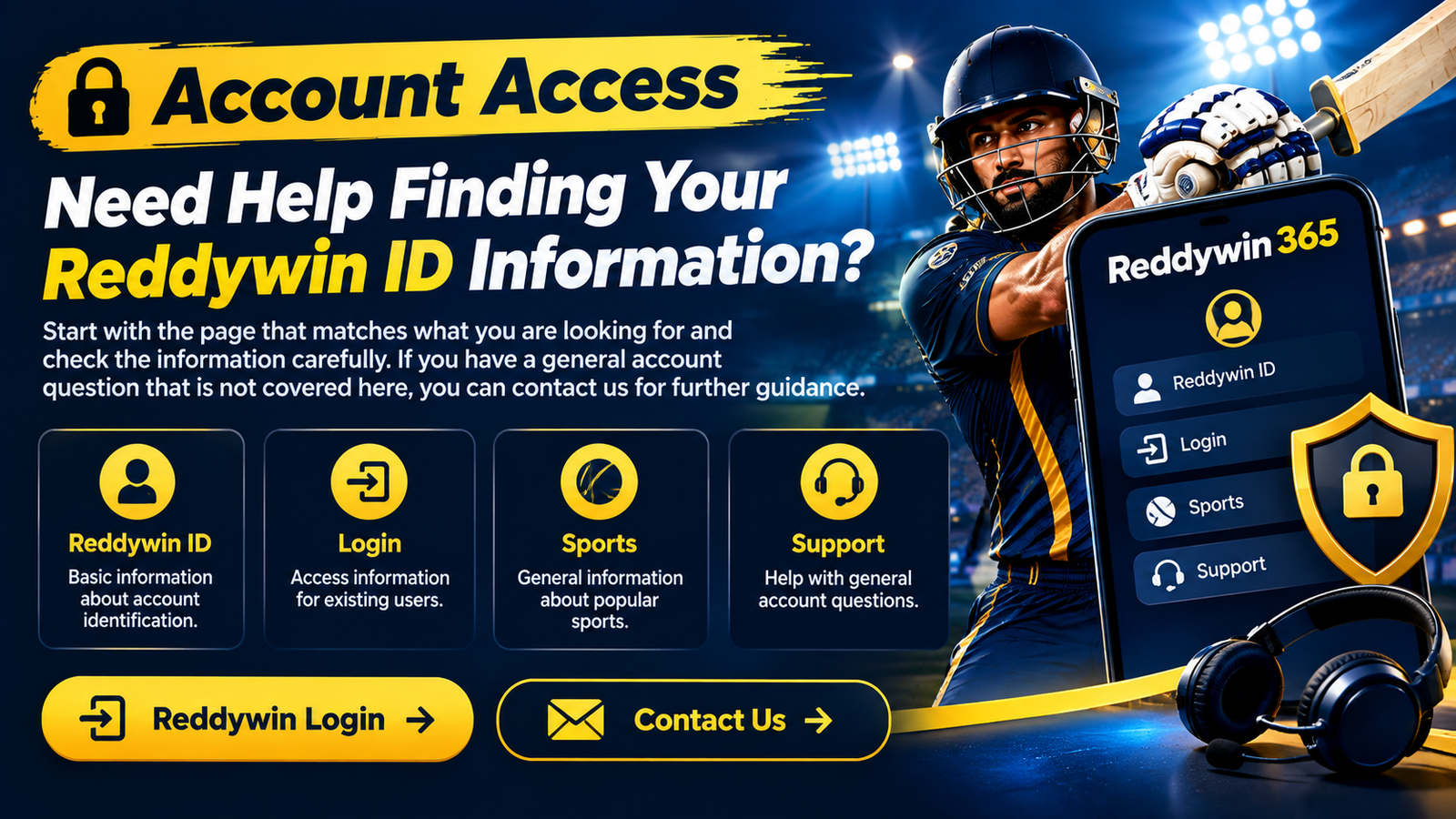 Reddywin ID mobile account access