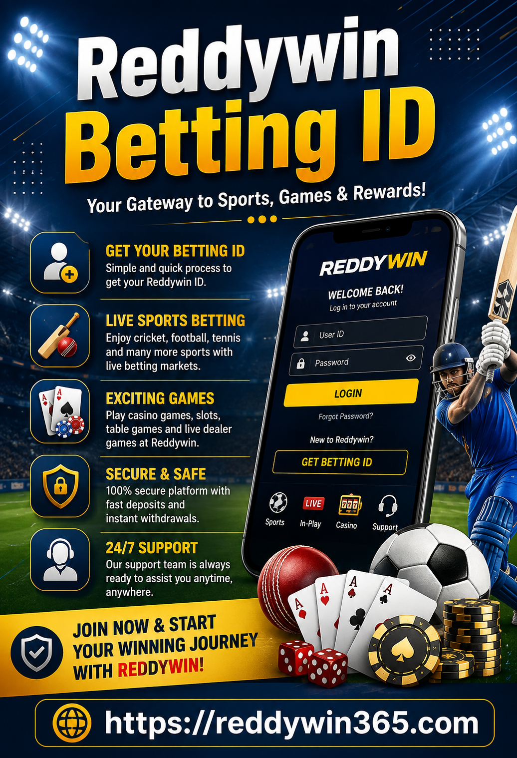 Reddywin365 account and sports platform preview